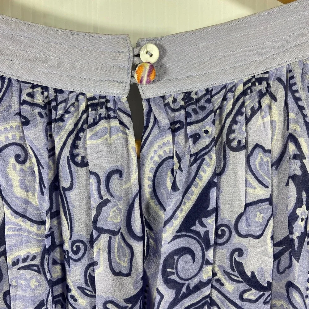 J McLaughlin Periwinkle Blue Paisley Sleeveless‎ Silk Dress Womens Small